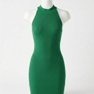 Aritzia Ribbed Halter Green Dress